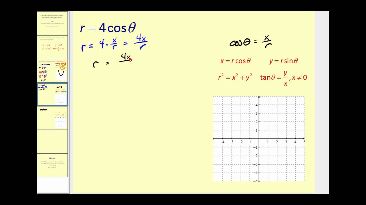 rectangular equation to cylindrical equation